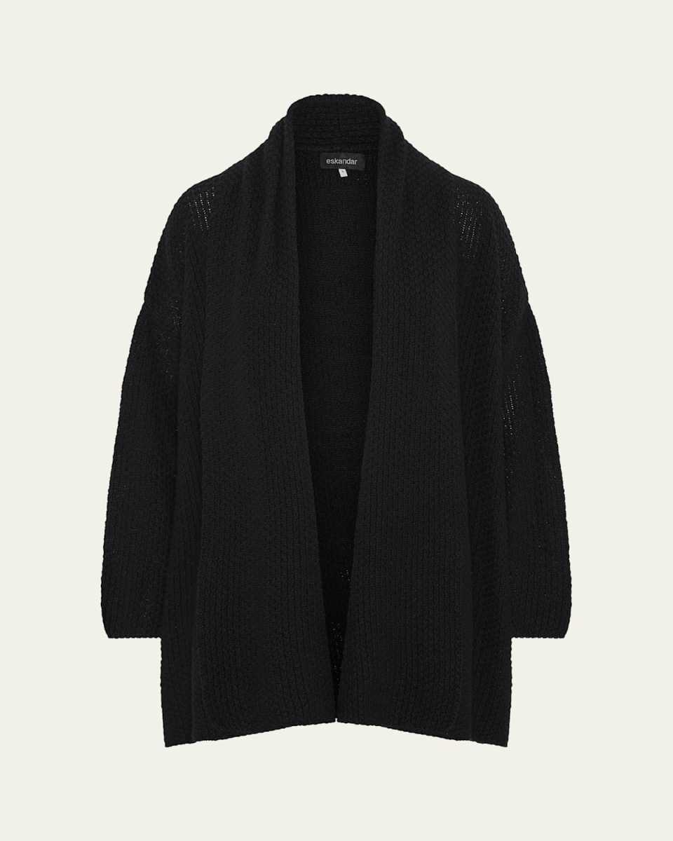 A-line Scrunch Shawl Collar Cardigan (Long Length)